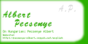 albert pecsenye business card